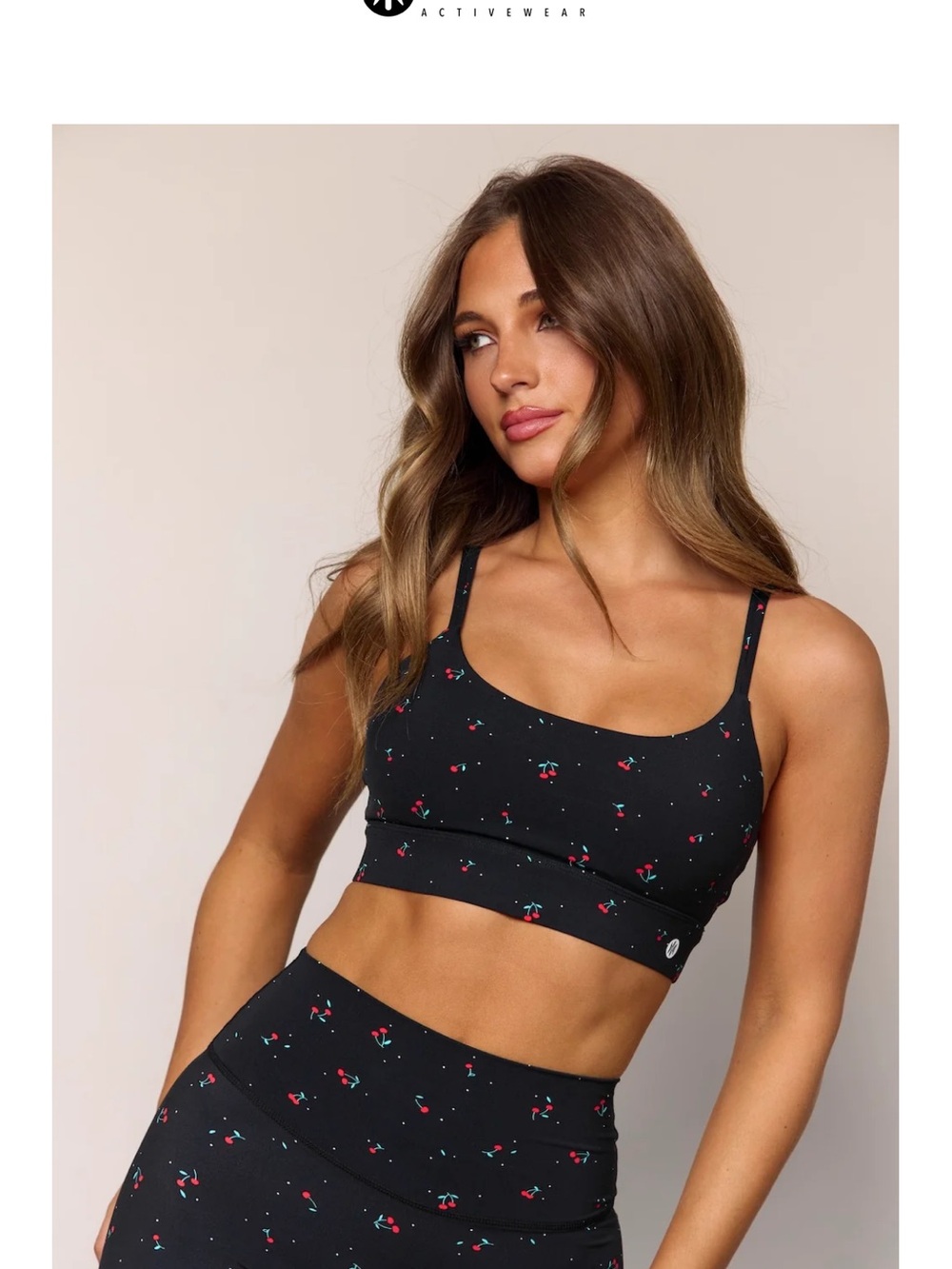 Astoria Activewear Cherry Print Seamless Bralette Top